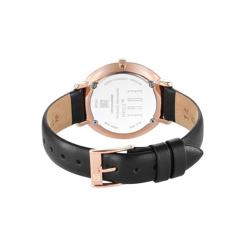 Titan Edge Black Dial Black Leather Strap Watch for Women-NS2655WL01/NT2655WL01