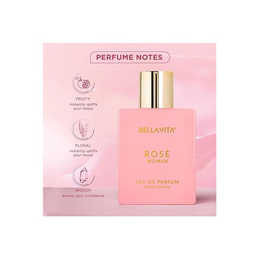 Bella Vita Luxury Rose Woman Eau De Parfum Perfume for Women with Black Currant, Vanilla, Jasmine|Floral & Sweet EDP Long Lasting Fragrance Scent 100 ML