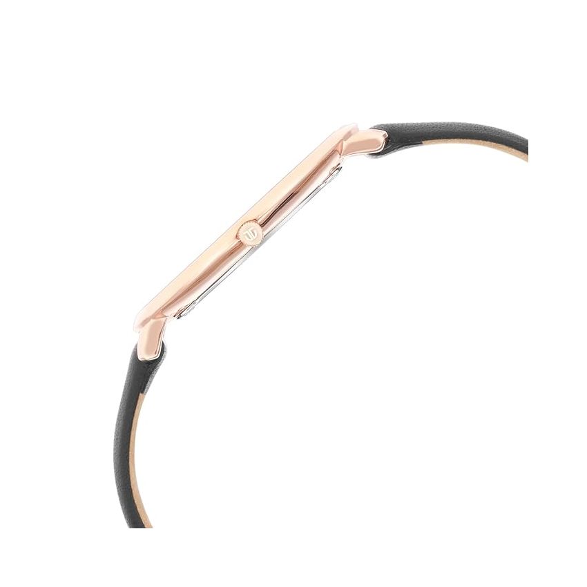 Titan Edge Black Dial Black Leather Strap Watch for Women-NS2655WL01/NT2655WL01