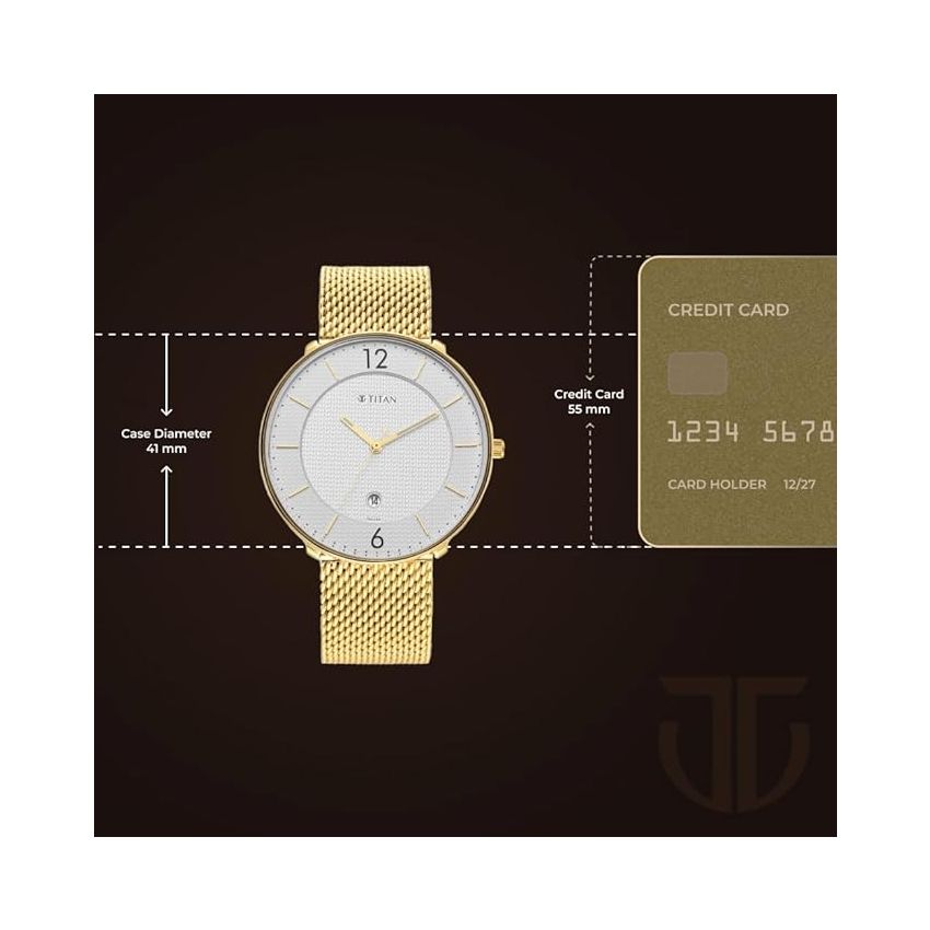 Titan Black and Gold Quartz Analog with Date Silver Dial Stainless Steel Strap Watch for Men-NS1849YM01