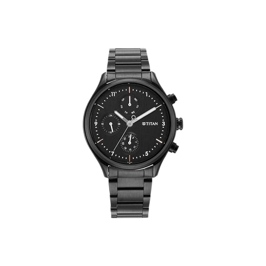 Titan Neo Black Dial Quartz Multifunction Stainless Steel Strap Watch for Men-NR1803NM01