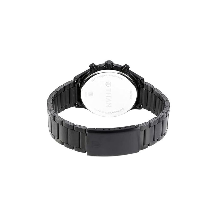 Titan Neo Black Dial Quartz Multifunction Stainless Steel Strap Watch for Men-NR1803NM01