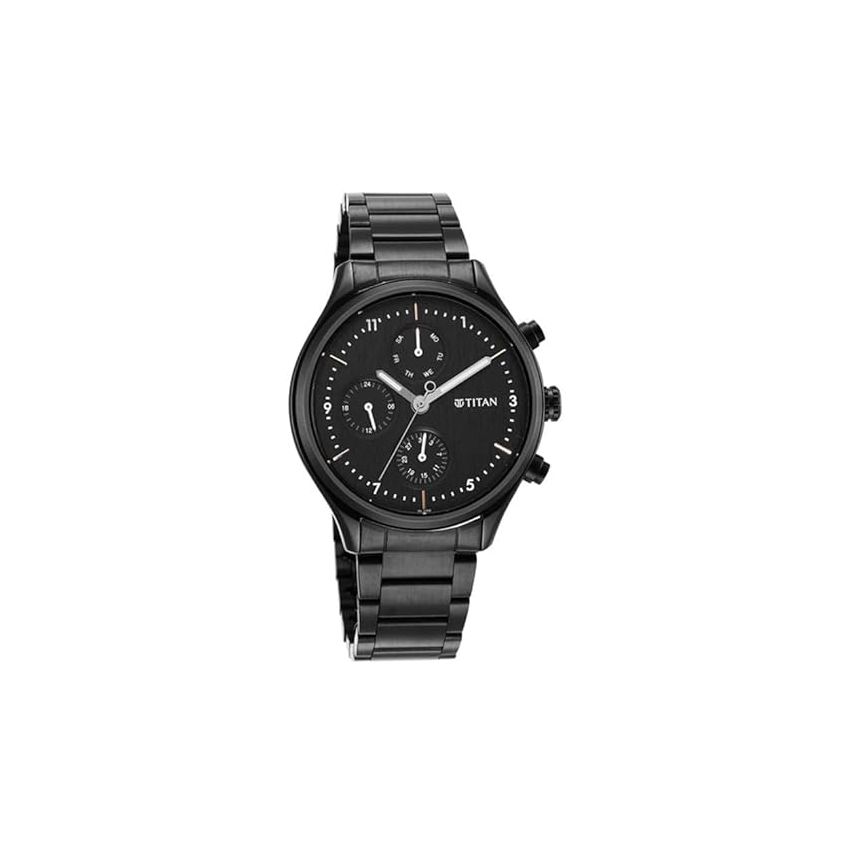 Titan Neo Black Dial Quartz Multifunction Stainless Steel Strap Watch for Men-NR1803NM01