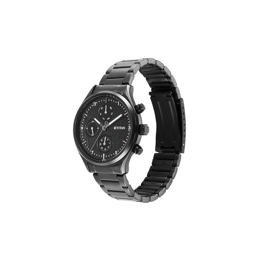 Titan Neo Black Dial Quartz Multifunction Stainless Steel Strap Watch for Men-NR1803NM01