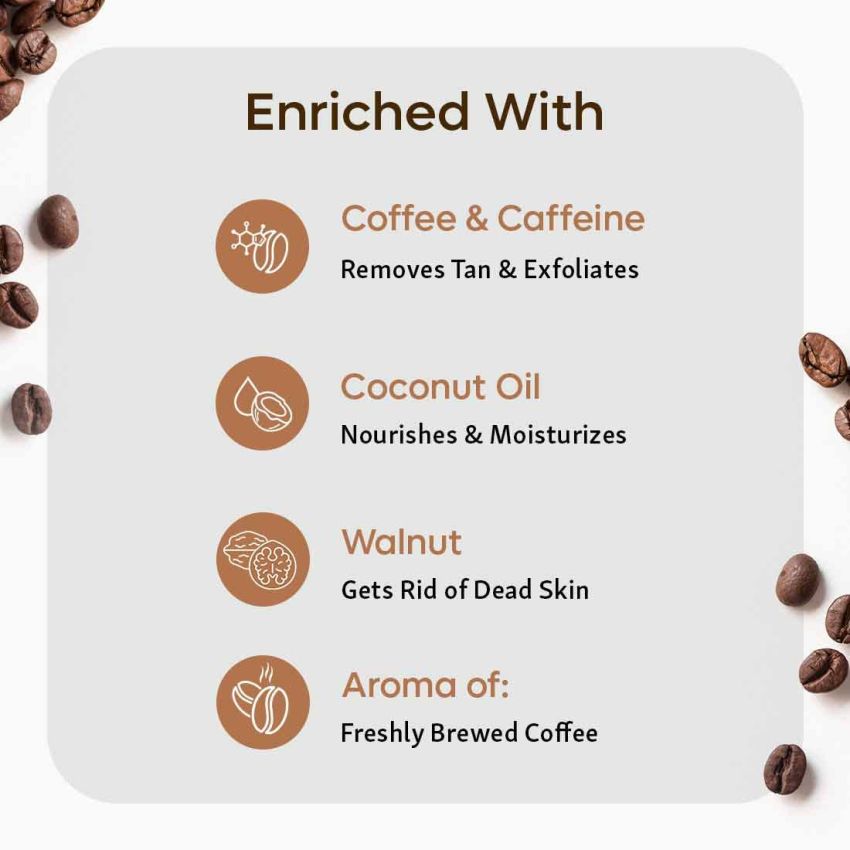 mCaffeine Exfoliating Coffee Face & Body Scrub Combo For Tan Removal | For Women & Men | Removes Blackheads and Dirt from Face, Neck, Elbows & Knees for Soft & Smooth Skin - 200gm