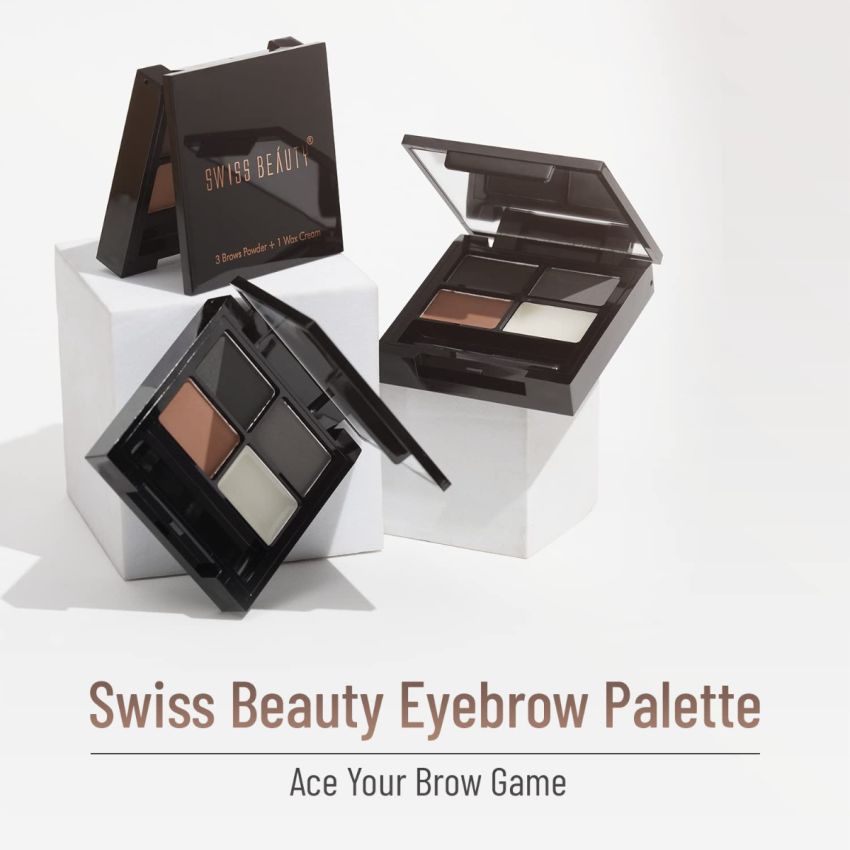 Swiss Beauty Eyebrow Palette With Wax Cream |Travel-Friendly Eyebrow Palette With Blendable Colors For Face Makeup | Shade-01, 5Gm|