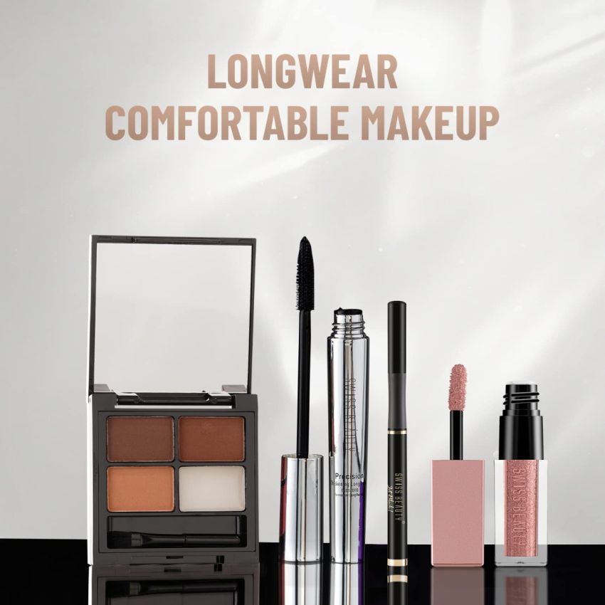 Swiss Beauty Eyebrow Palette With Wax Cream |Travel-Friendly Eyebrow Palette With Blendable Colors For Face Makeup | Shade-01, 5Gm|