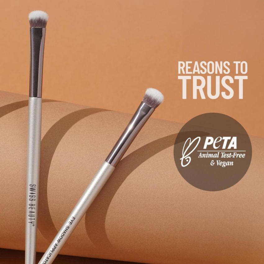 Swiss Beauty Eyeshadow Blending Brush with Soft and Synthetic Bristles For Eye Makeup (Pack of 1) - Silver