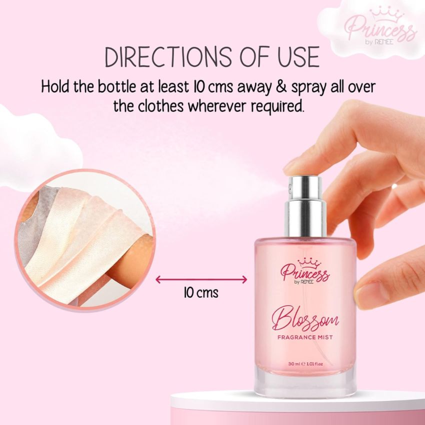 Princess By RENEE Blossom Fragrance Mist 30ml, Mild & Water Based Mist with Long Lasting Fruity & Floral Scent | Gentle, Skin Friendly Ingredients, Alcohol-free & dermatologically tested