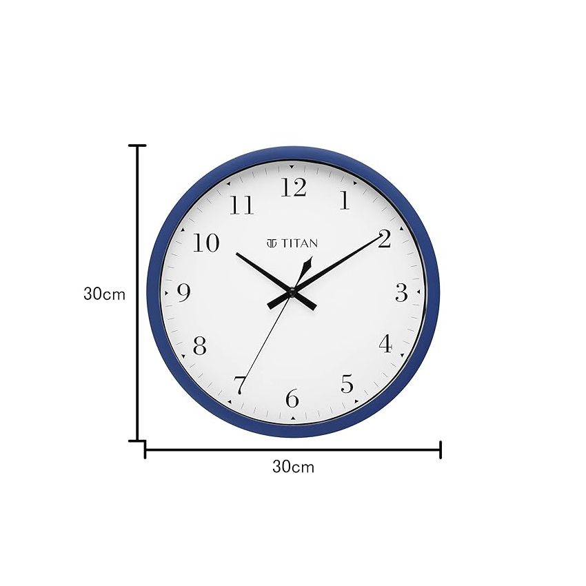 Titan Plastic Classic Blue Wall Clock with Silent Sweep Technology - 30.0 Cm X 30.0 Cm (Medium), Analog