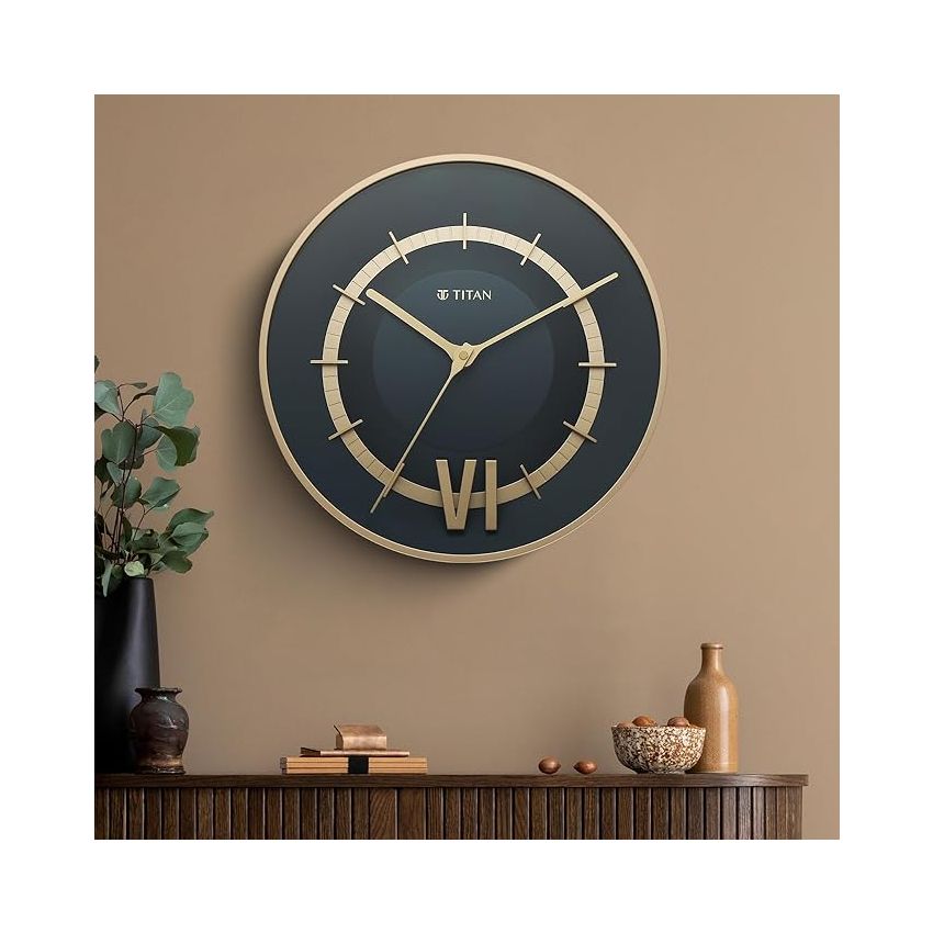 Titan Taper Series Wall Clock - Mettalic Blue - W0087Pa02 - Analog, Plastic