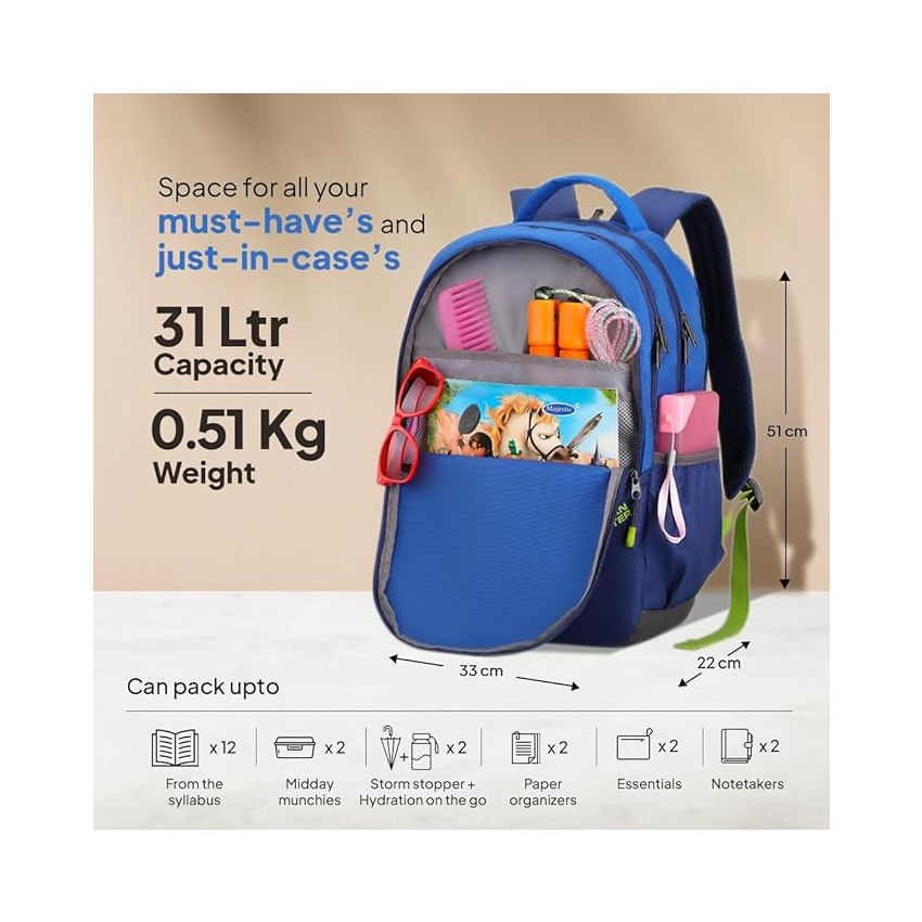 American Tourister Mist 29 Ltrs Large Size Casual Backpack- Blue