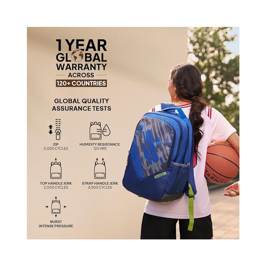 American Tourister Mist 29 Ltrs Large Size Casual Backpack- Blue