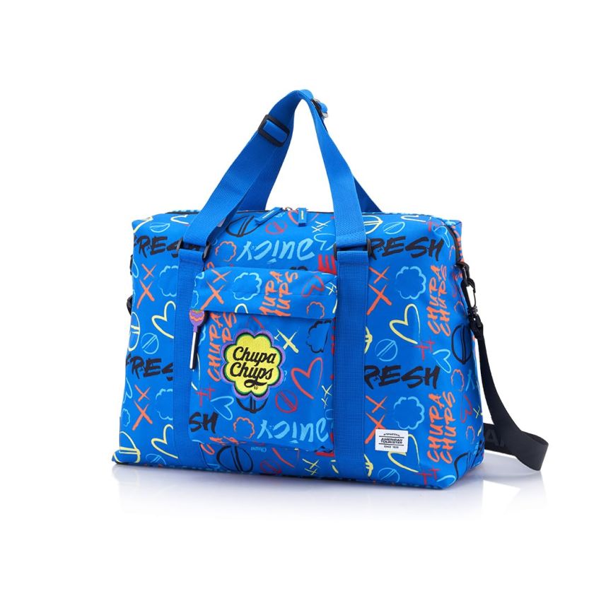 American Tourister Chupa Chups, 31L Volume Duffles with Individual Front Pocket & Water Bottle Pocket, for Men & Women - Blue Cola