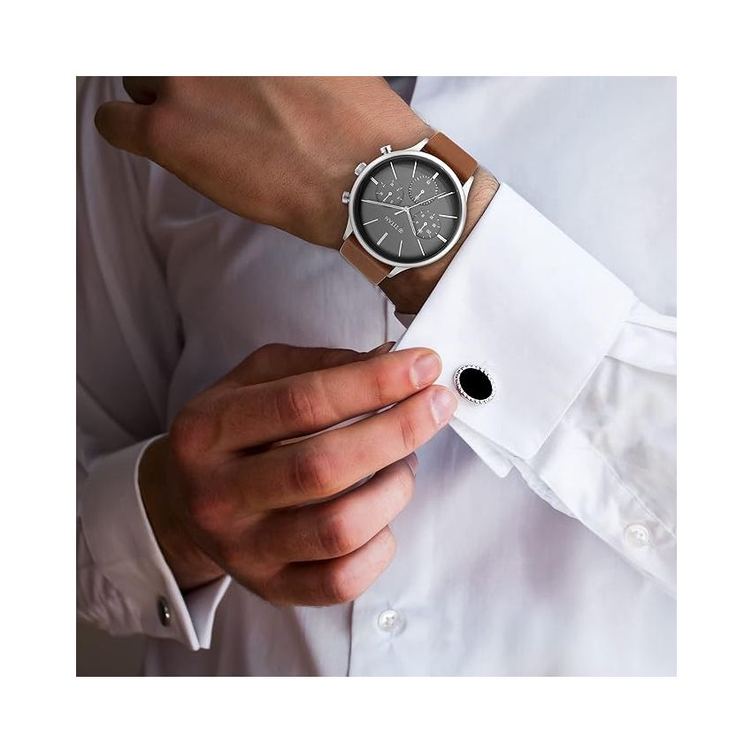 Titan Quartz Multifunction Blue Dial Leather Strap Watch for Men-NS90134SL01/NT90134SL01