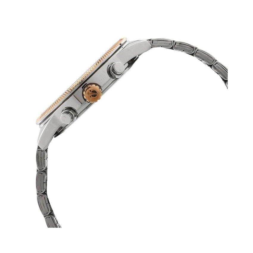 Titan Men's Metropolitan Luxe: Multifunction White Dial with Two-Tone Stainless Steel Bracelet Watch-NS1734KM02