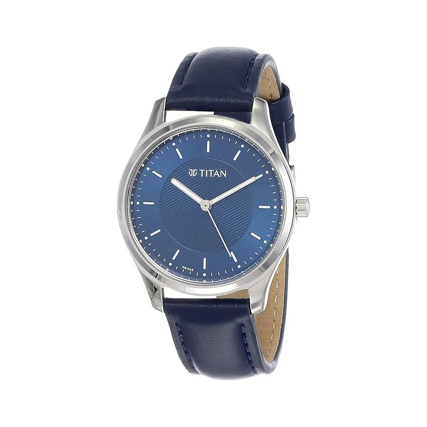 Titan Workwear Blue Dial Women Watch With Leather Strap-NS2639SL02/NT2639SL02