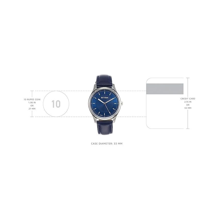 Titan Workwear Blue Dial Women Watch With Leather Strap-NS2639SL02/NT2639SL02