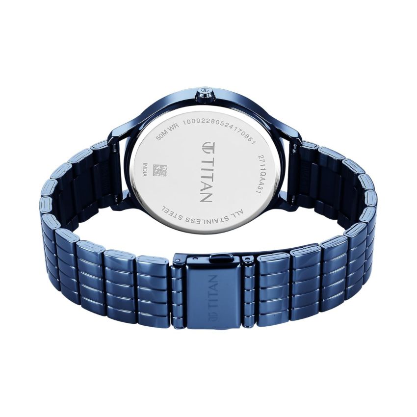 Titan Purple Secluded Quartz Analog Blue Dial with Blue Plating Stainless Steel Strap Watch for Women