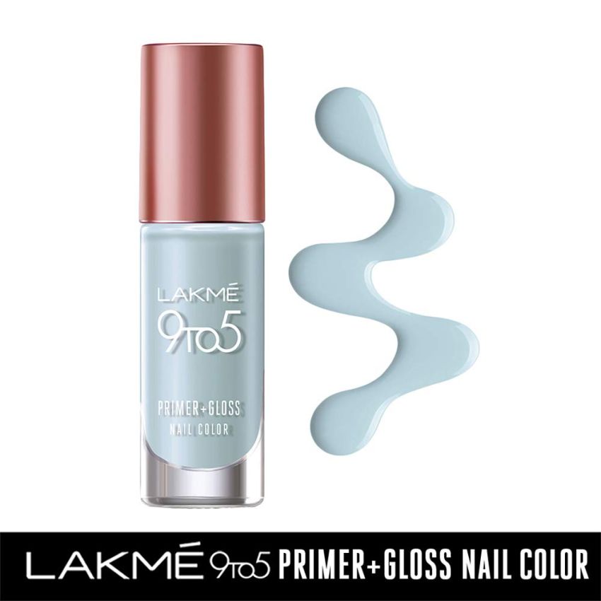 Lakmē 9 to 5 Primer + Gloss Nail Colour, Blue Scape, 6 ml