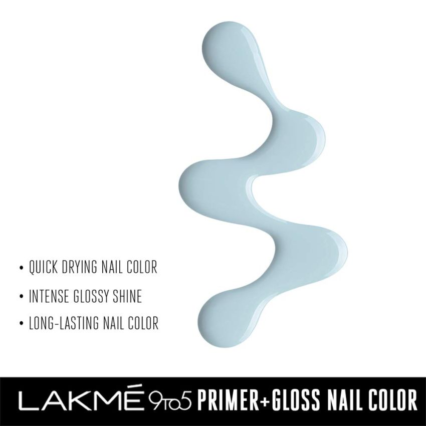 Lakmē 9 to 5 Primer + Gloss Nail Colour, Blue Scape, 6 ml