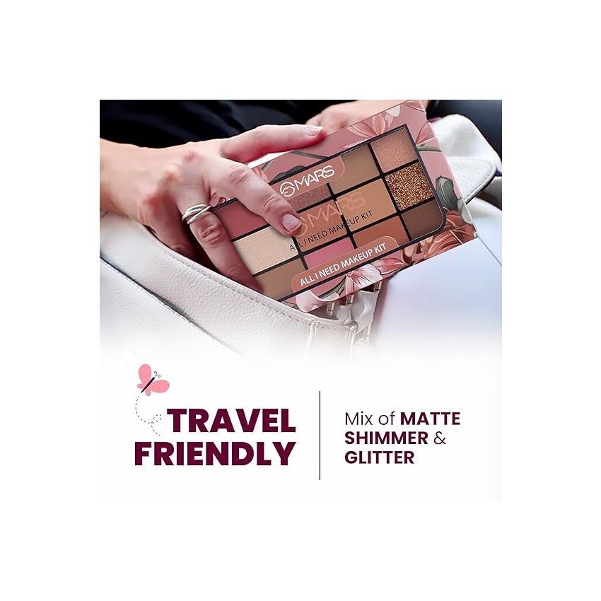 MARS All I Need Makeup And Eyeshadow Kit | 9 Eyeshadows With Blusher Bronzer And Highlighter | Matte Long Lasting & Highly Pigmented (21.5 G) (Multicolor-01)