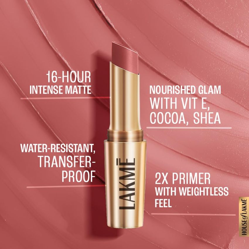 Lakme 9TO5 Primer + Matte Lip Color MP7 Blushing Nude, 3.6 g