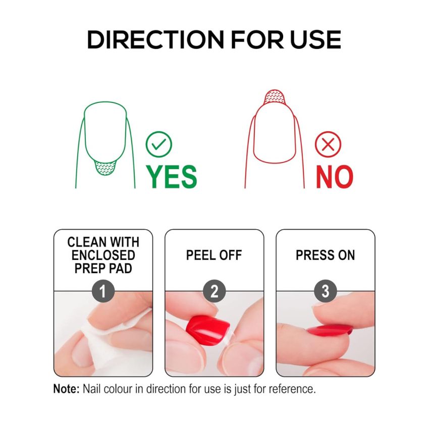 RENEE Stick On Nails BN 03| 24 Reusable Artificial Fake Nail Set| Lightweight & Long Lasting| Easy To Use| Quick Fix For Festivals & Special Occasions