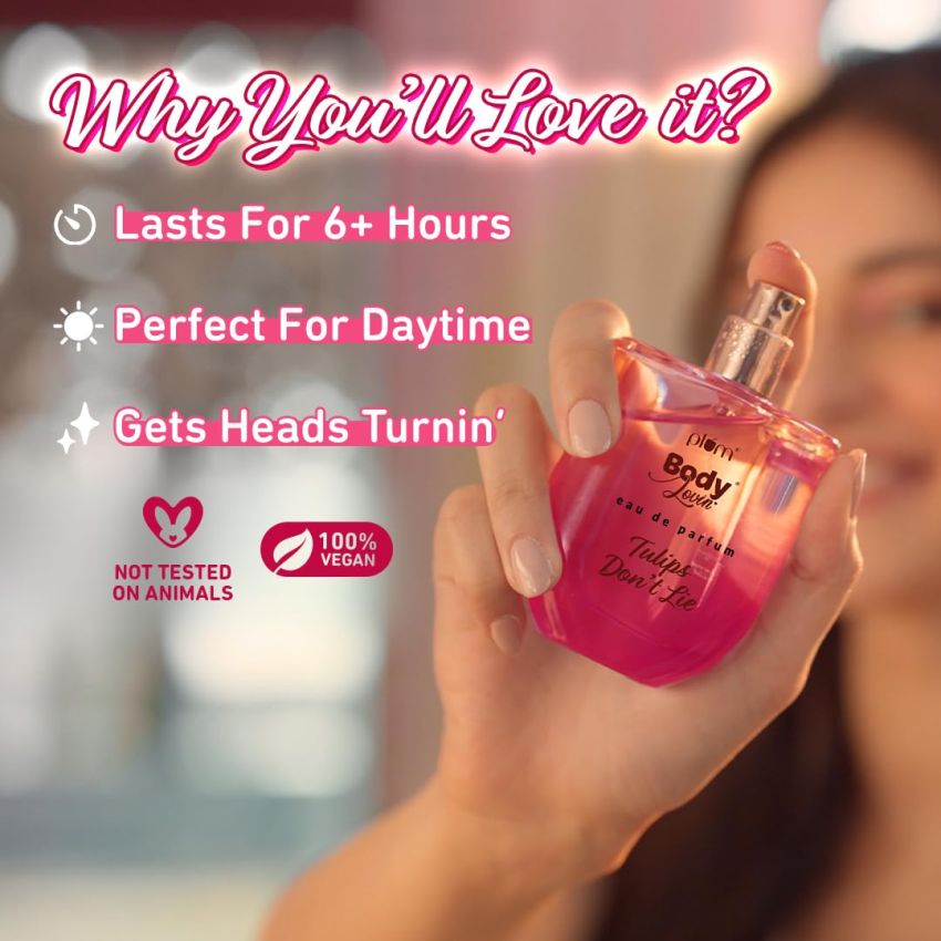 Plum BodyLovin' Tulip Don't Lie Eau De Parfum | Long Lasting & Luxurious Fresh Floral Fragrance | Luxury Perfume For Women | Tulip, Rose, Pomelo & Musk Notes (50 ml)