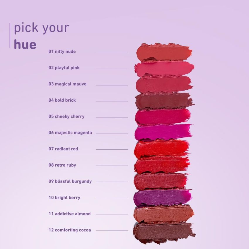 Plum Velvet Haze Matte Lipstick with SPF 30 | Powder Matte Finish | Highly Pigmented | With Ceramides | 04 Bold Brick