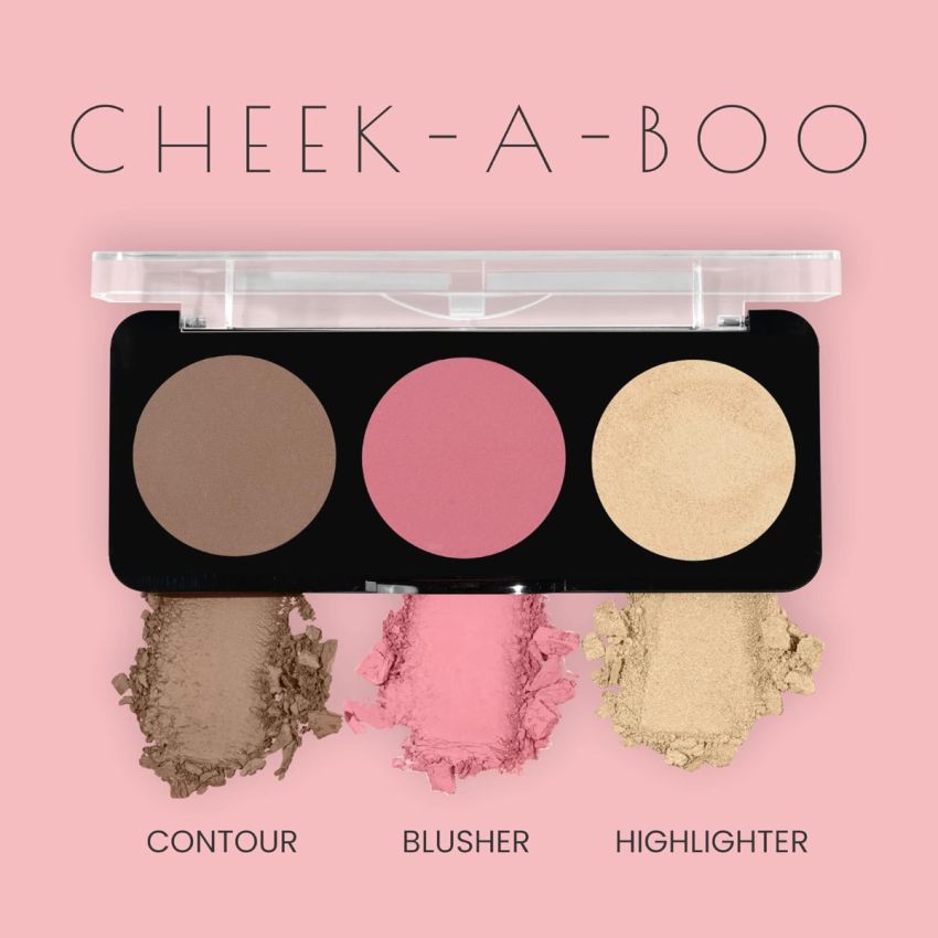 Swiss Beauty Cheek- A- Boo Face Palette With Blusher, Contour And Highlighter | Highly Pigmented And Easy To Blend Shades | Shade - 02, 8Gm|
