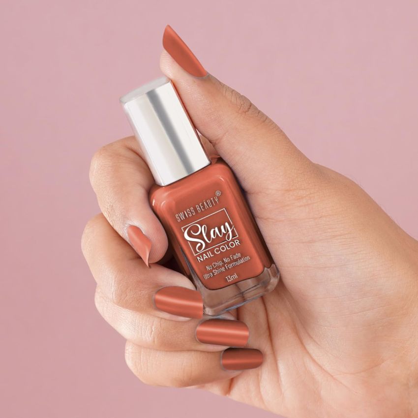 Swiss Beauty Slay Nail Color | Glossy Finish, Long Lasting Nail Paint| Chip resistant, Quick drying Nail Polish | Shade- Born This Way, 25Ml
