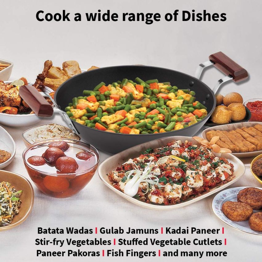 Hawkins Futura 2.5 Litre Deep Fry Pan, Non Stick Kadai, Flat Bottom Induction Kadhai, Black (IND25)