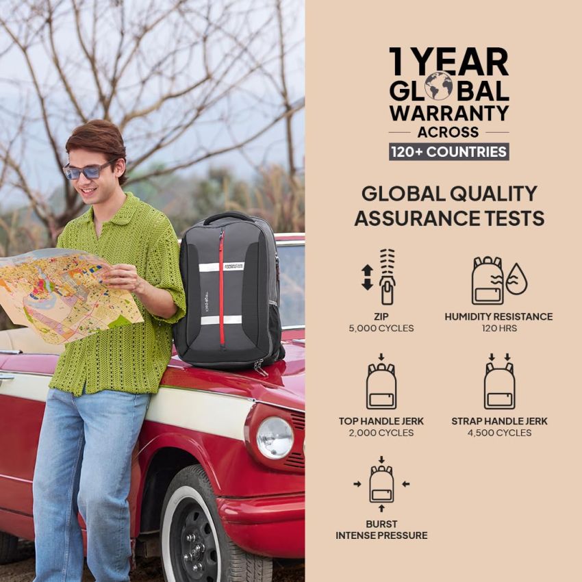 American Tourister Bowie The Outdoor Backpack With A 17 Inch Laptop Compartment, 35 L Capacity, External Bottle Holder, And A Shoe Compartment For Men And Women In A Striking Rust Color, Brown