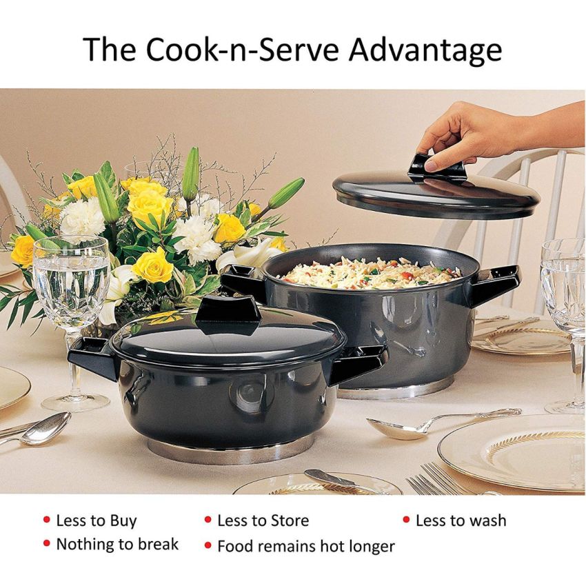 Hawkins Futura Hard-Anodized Aluminium Solid Cook-N-Serve Bowl Set - 2 Piece (Black, 2 L + 4 L), 4 Liter