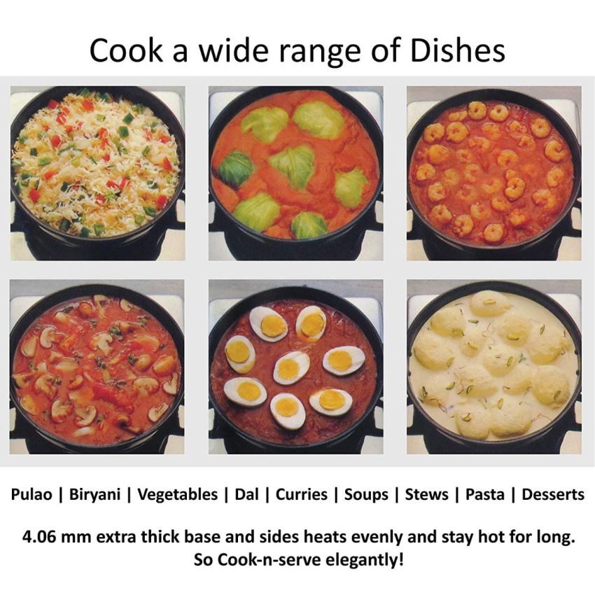 Hawkins Futura Hard-Anodized Aluminium Solid Cook-N-Serve Bowl Set - 2 Piece (Black, 2 L + 4 L), 4 Liter