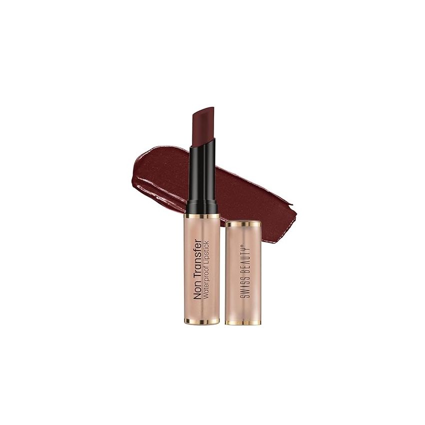 Swiss Beauty Non-Transfer Waterproof Lipstick with Jojoba Seed Oil | Matte Finish | Long-Lasting | Highly Pigmented | Shade- Bronze, 3gm