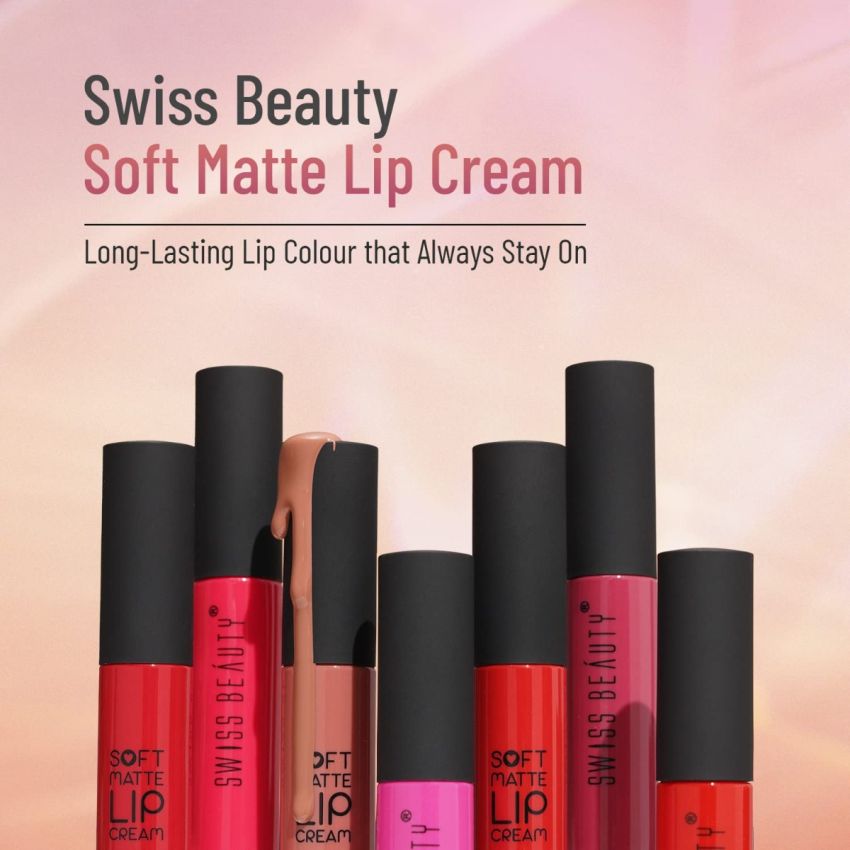 Swiss Beauty Soft Matte Lip Cream Weightless Lipstick | Long Lasting Lipstick With Velvety Finish | Shade- Double Shot, 6ml