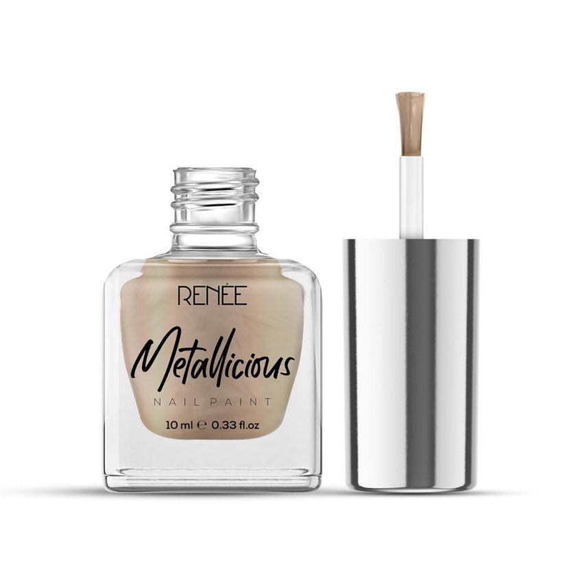 RENEE Metallicious Nail Paint- Gold Brass 10ml | Quick Drying, Metallic Finish, Long Lasting, Chip resisting Formula with High Shine & Full Coverage | Acetone & Paraben Free