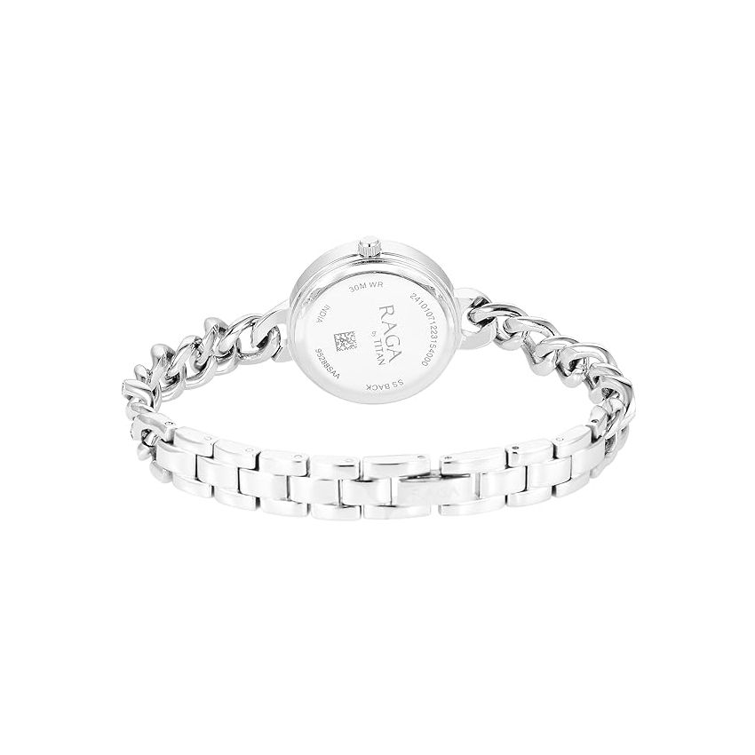 Titan Brass Analog Silver White Dial Women's Watch-95288SM01/NT95288SM01