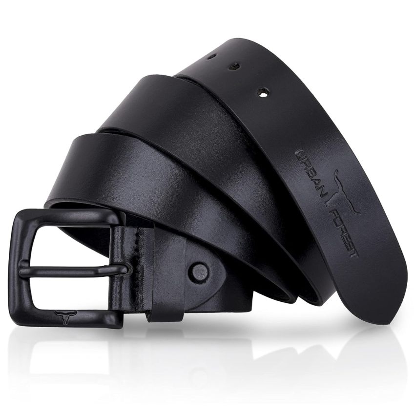 URBAN FOREST Brian Black Leather Wallet & Black Casual Belt Combo Gift Set for Men