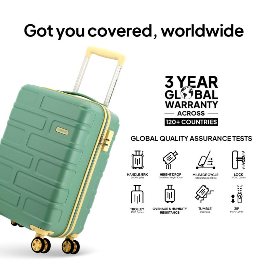 American Tourister BRICKLANE+ 8 Wheel Spinner Polycarbonate (PC) 55 Cm Small Emerald Green Cabin Hard Luggage