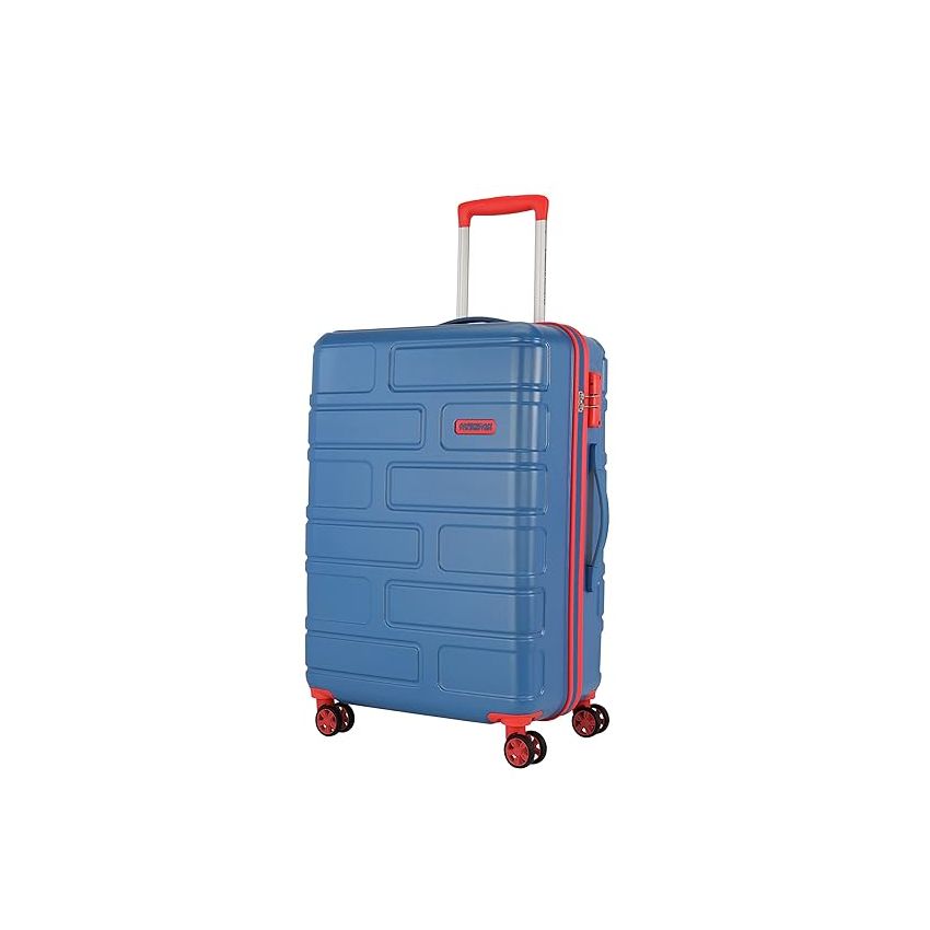 American Tourister Bricklane+ 8 Wheel Spinner Polycarbonate (Pc) 69 Cm Medium Cobalt Blue Check-in Hard Luggage Suitcase