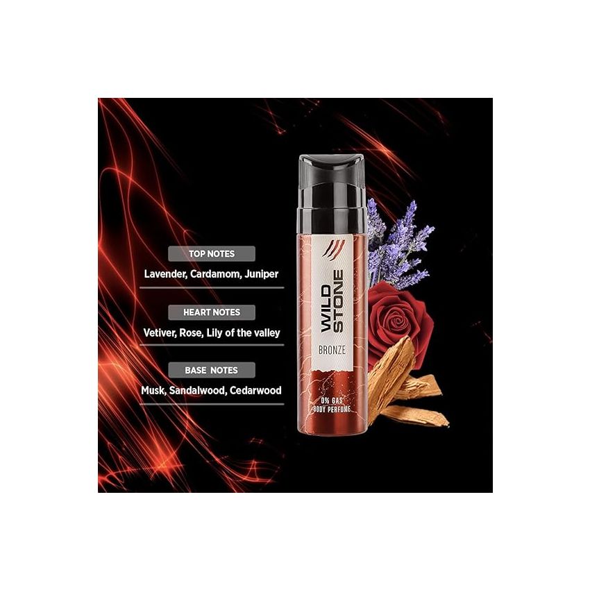 Wild Stone Bronze Pefume Body Spray, No Gas Deodorant for Men, 120ml