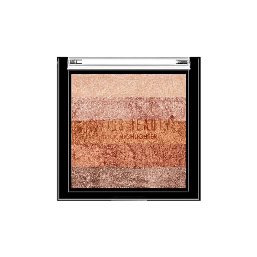 Swiss Beauty Brick Highlighter | Highly-Pigmented Powder Highlighter + Bronzer With Easy-To-Blend Formula | Shade- 1, 7G 