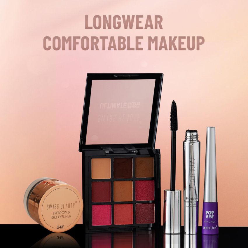 Swiss Beauty Waterproof Eyebrow & Gel Eyeliner 2 In 1 With Brush | Smudge Proof Gel Eyeliner And Eyebrow Definer Pencil | Shade- Brown, 7G