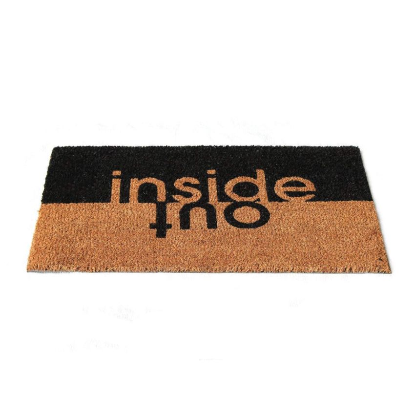 Onlymat Coir Doormat for Entrance, Non Slip Door Rectangular Rug with Heavy Duty PVC Backing, Perfect Multipurpose Mat with Indoor-Outdoor Print, Black and Brown, 29.72