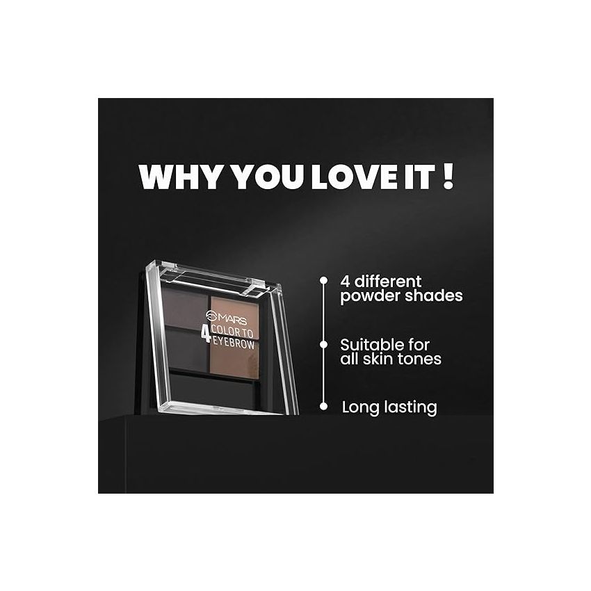 MARS 4 in 1 Eyebrow Powder Cake with Angled Eyebrow Brush and Spoolie | Long Lasting & Waterproof | (8g)