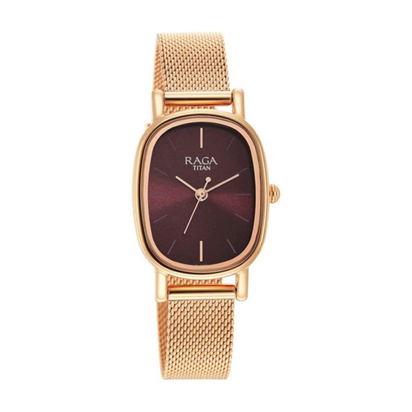 Titan Raga Viva Brown Dial Analog Stainless Steel Strap Watch for Women-NS2665WM01