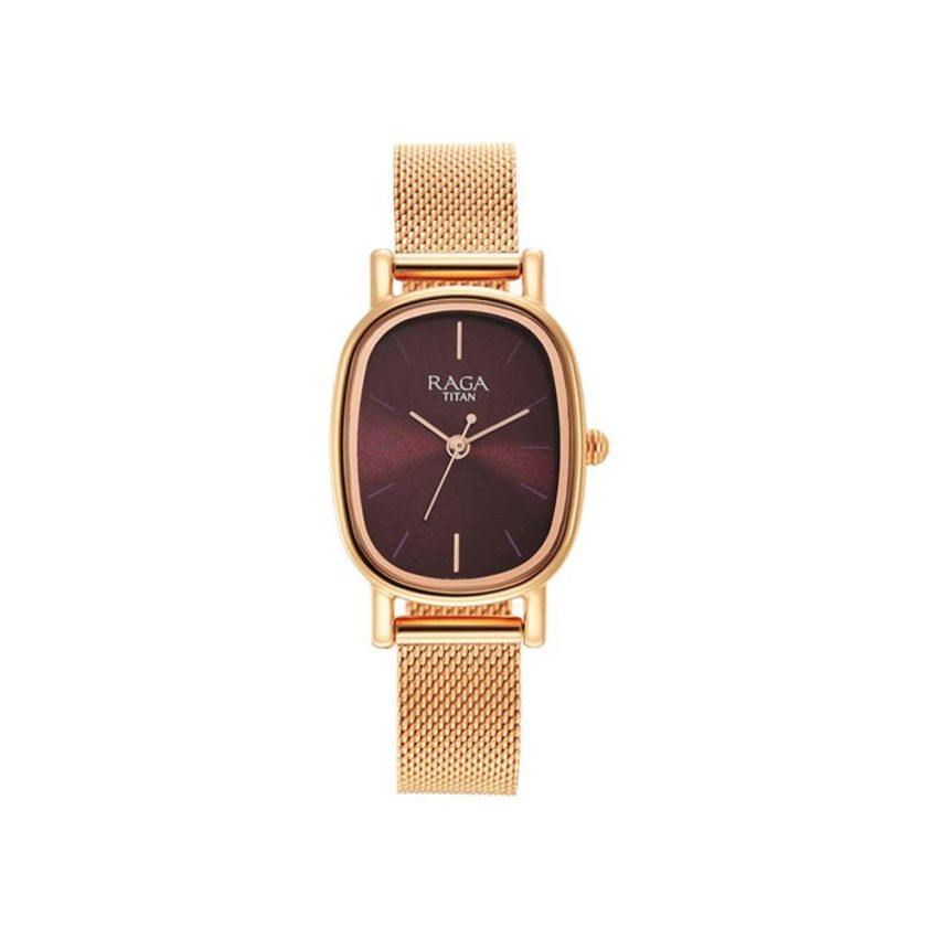 Titan Raga Viva Brown Dial Analog Stainless Steel Strap Watch for Women-NS2665WM01